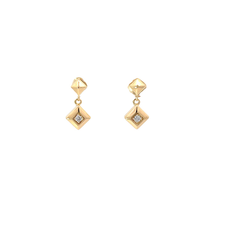 Yellow Modern Electrum Diamond Drop Earrings