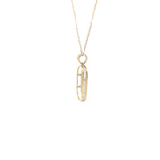 Yellow Gold Diamond Oval Pendant Necklace