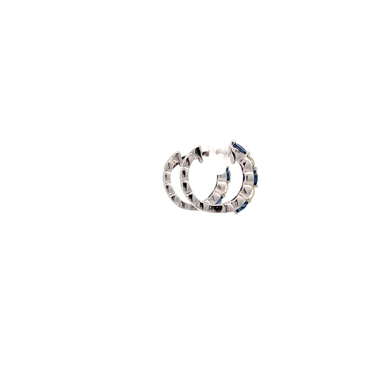 14k White Gold Oval Sapphire Diamond Stud Earring