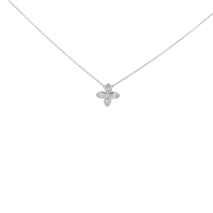 White Gold Diamond Flower Pendant Necklace