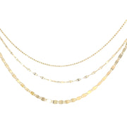 Yellow Gold Valentino-Bead Triple Strand Necklace