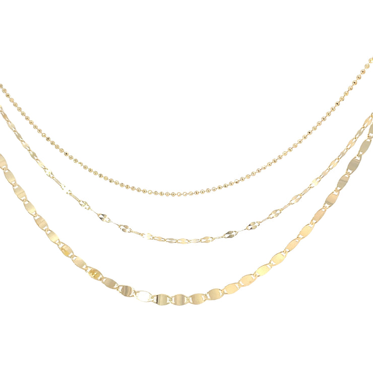 Yellow Gold Valentino-Bead Triple Strand Necklace