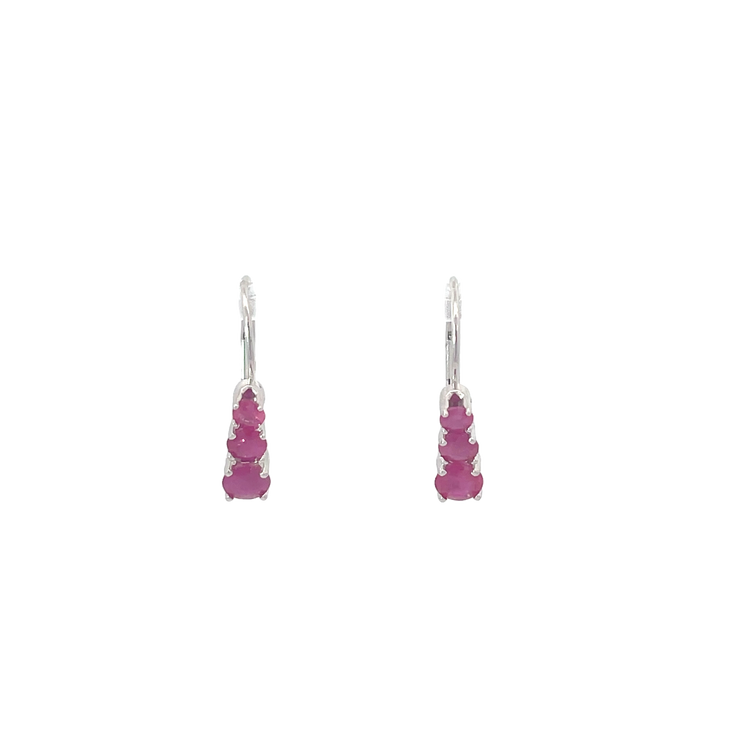 White Gold Ruby Drop Earrings