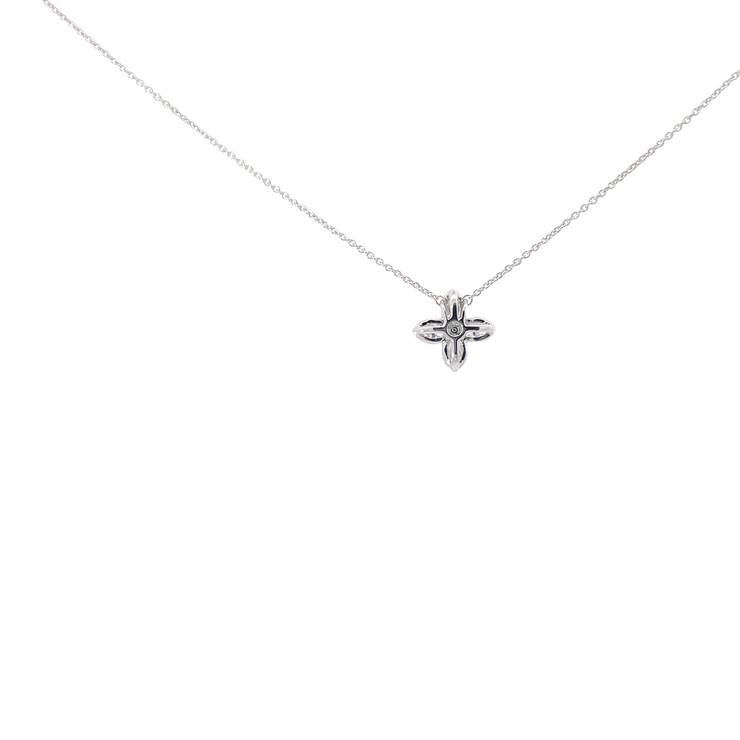 White Gold Diamond Flower Pendant Necklace