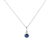 Diamond Sapphire Drop Pendant Necklace