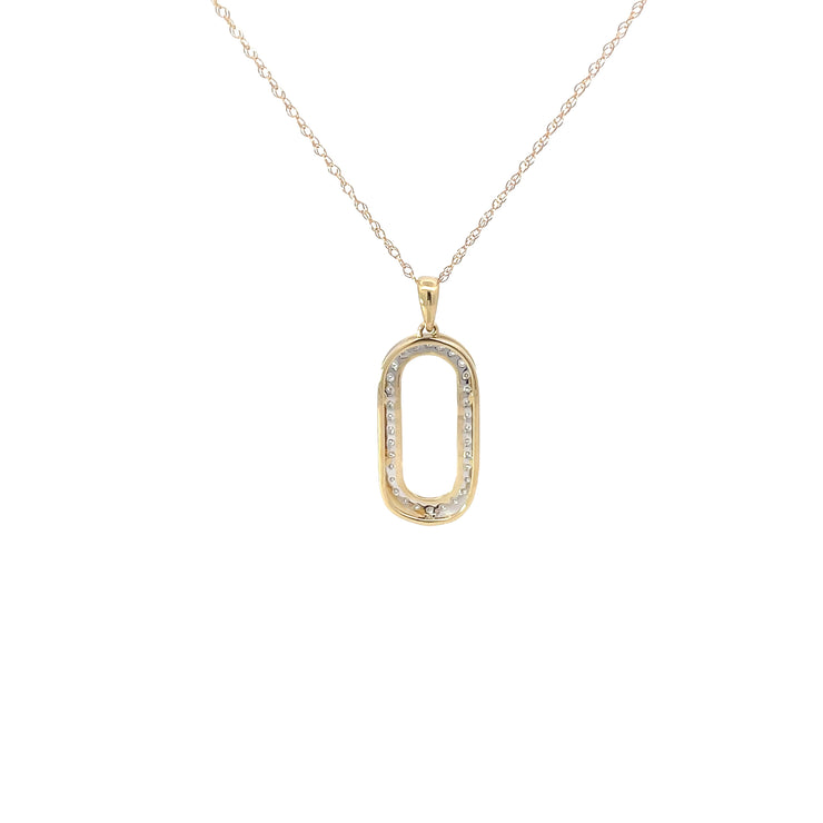 Yellow Gold Diamond Oval Pendant Necklace