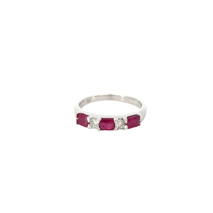 White Gold Diamond Ruby Ring