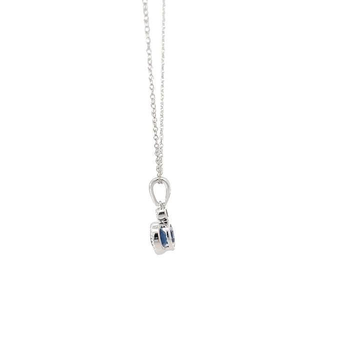 Diamond Sapphire Drop Pendant Necklace