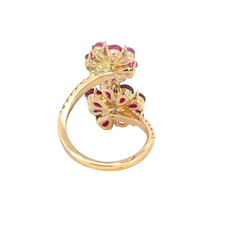 14k Oversized Ruby/Pink Sapphire Diamoind Ring