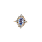 Yellow Gold Vintage Diamond Sapphire Ring