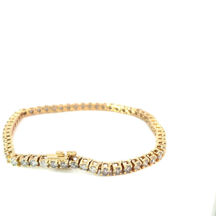 18 Karat Yellow Gold Diamond Tennis Bracelet