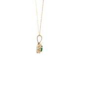 Yellow Gold Emerald Diamond Halo Necklace