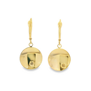 Yellow Gold Hammered Disk Drop Earrings