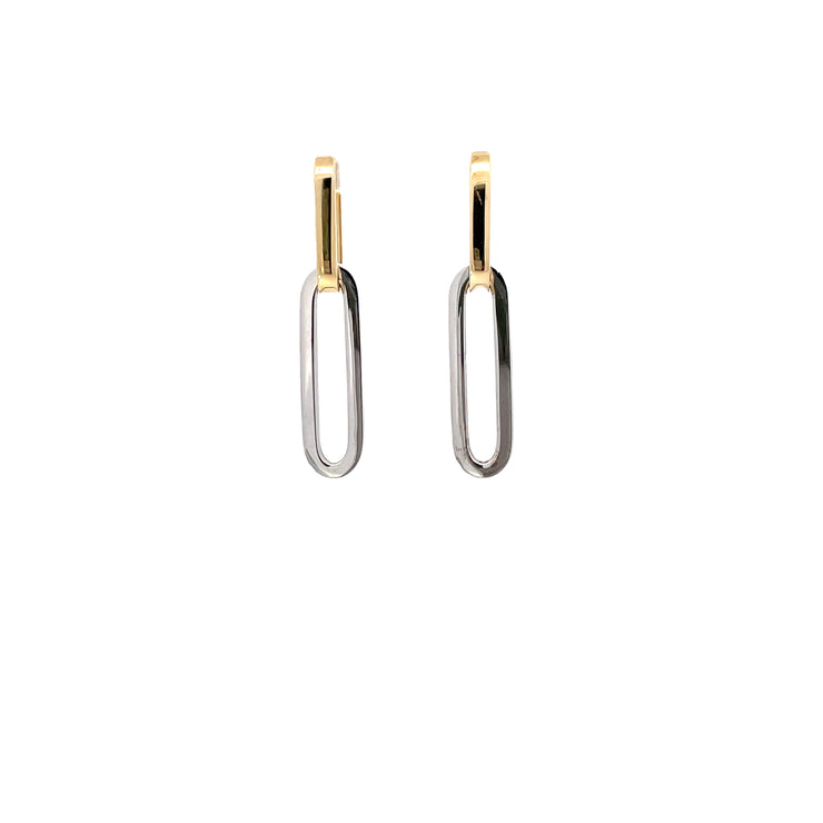 Two Tone Paperclip Drop Earrings