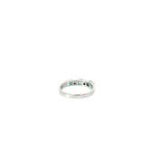 14k White Gold 5 Stone Emerald Diamond Band