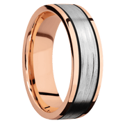 14K Rose Gold with Polish Finish and 14K White Gold Inlay