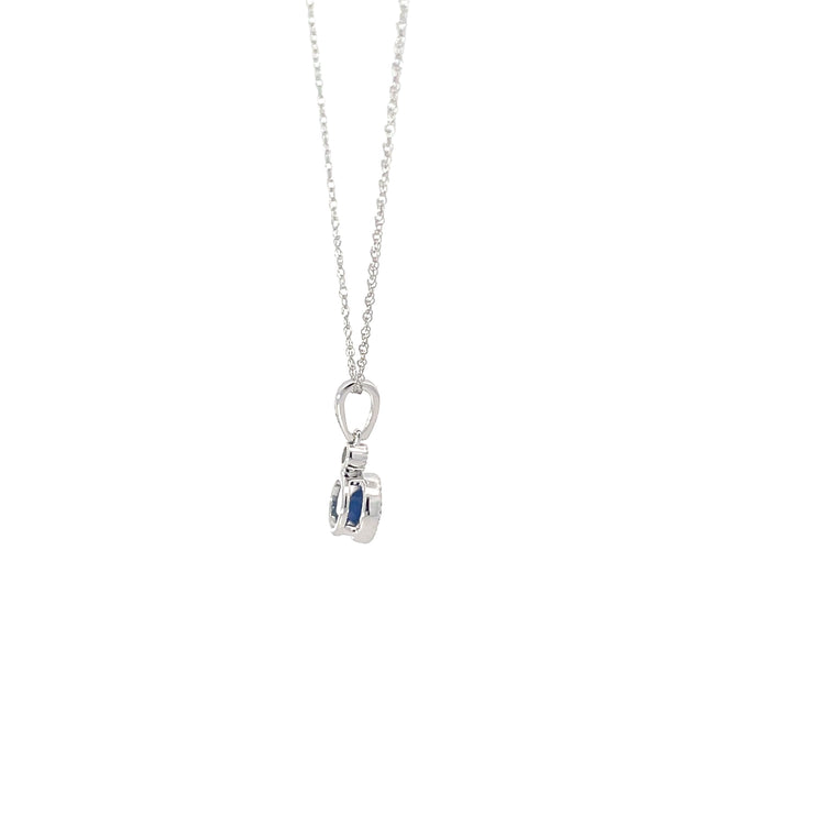 Diamond Sapphire Drop Pendant Necklace