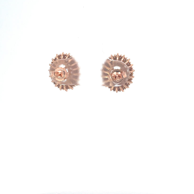 Rose Gold Diamond Halo Aquamarine Earrings