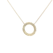 Yellow Gold Diamond Circle Pendant Necklace