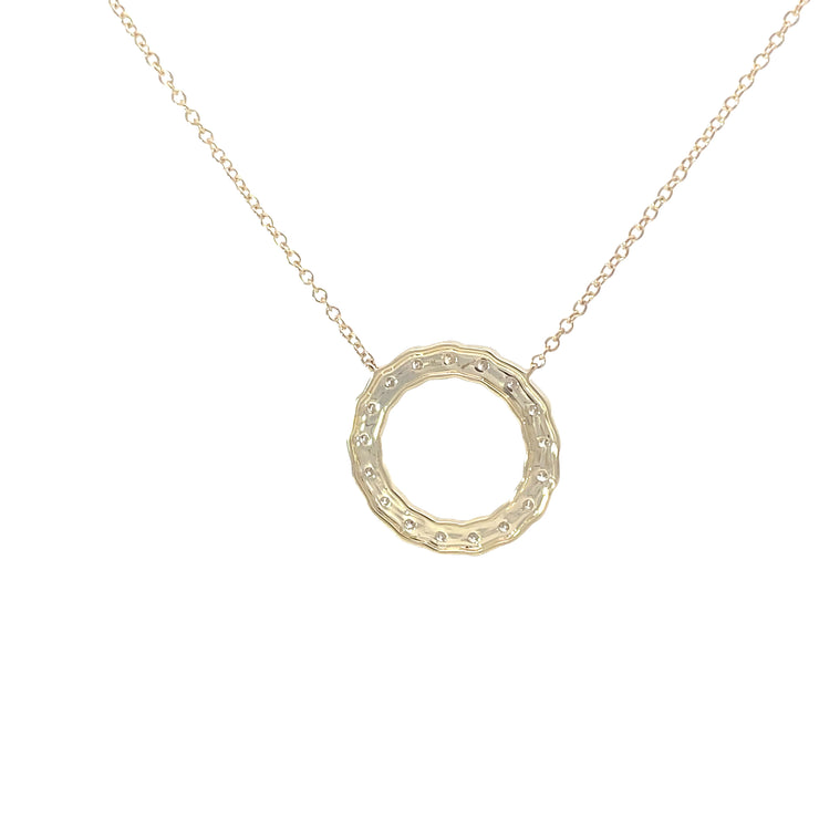 Yellow Gold Diamond Circle Pendant Necklace