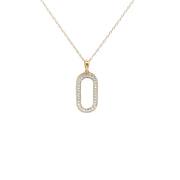 Yellow Gold Diamond Oval Pendant Necklace