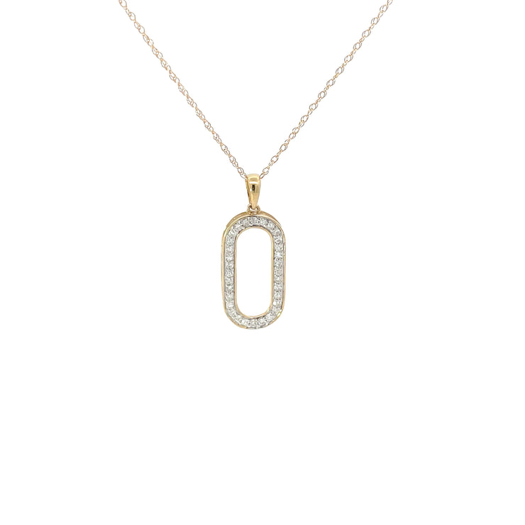 Yellow Gold Diamond Oval Pendant Necklace