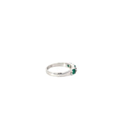 14k White Gold 5 Stone Emerald Diamond Band