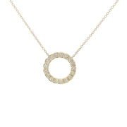 Yellow Gold Diamond Circle Pendant Necklace