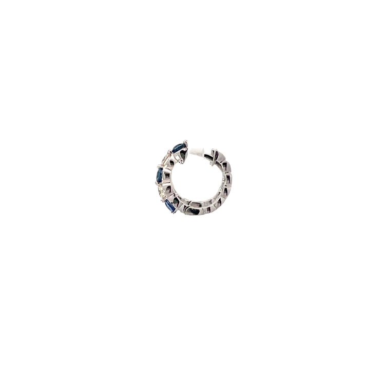 14k White Gold Oval Sapphire Diamond Stud Earring