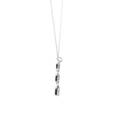 White Gold Diamond Sapphire Drop Pendant Necklace