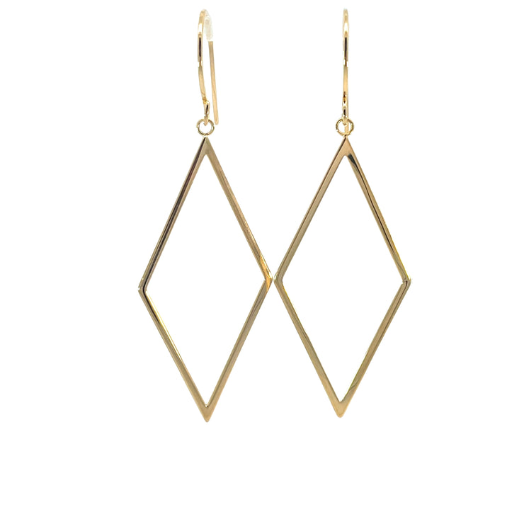 Yellow Gold Open Frame Drop Earrings